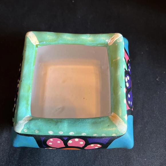 Vtg. Mexican Pottery Talavera Folk Art Hand Painted Cannister Container Floral - Picture 9 of 14
